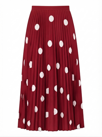Graceful Pleated Polka Dot Maxi Skirt