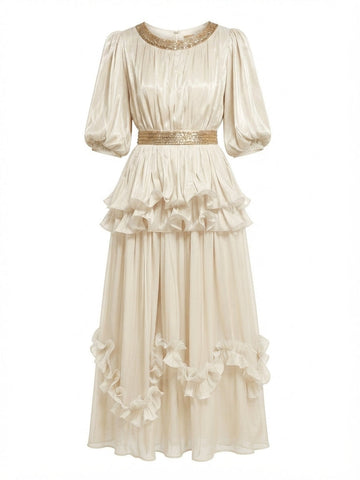 Radiant Shimmer Ruffled Maxi Dress