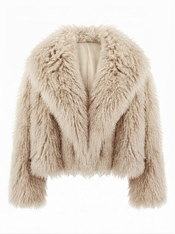 Confident Faux Fur Notched Coat