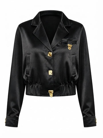 Elegant Satin Gold Cropped Jacket