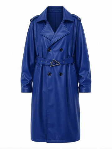 Elegant Faux Leather Trench Coat