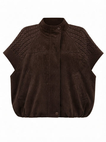 Grounded Faux Suede Knitted Vest