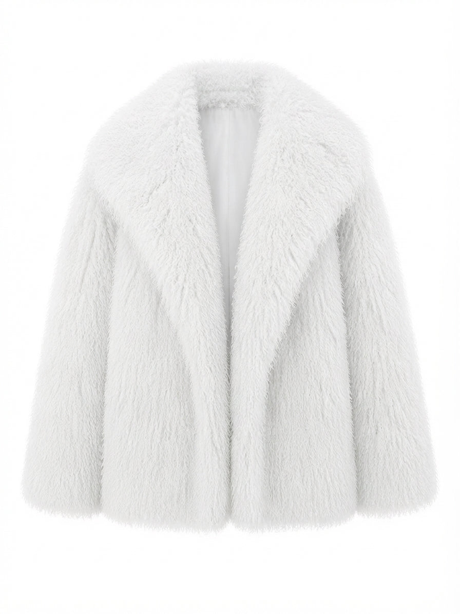 Confident Faux Fur Notched Coat