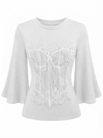 Confident Lace Flare Sleeve Top