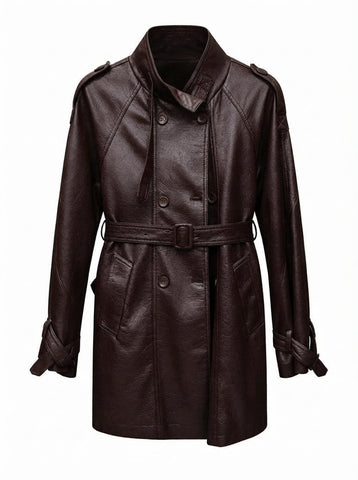 Confident Double Breasted PU Jacket