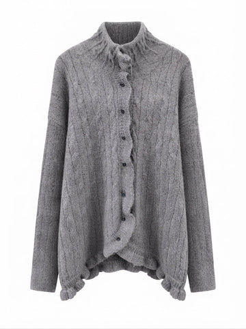 Grounded Ruffled Knit Cardigan