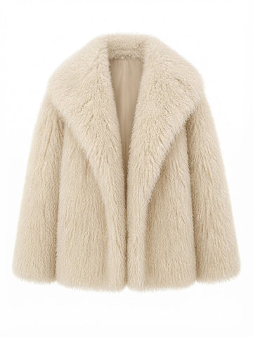 Confident Faux Fur Notched Coat