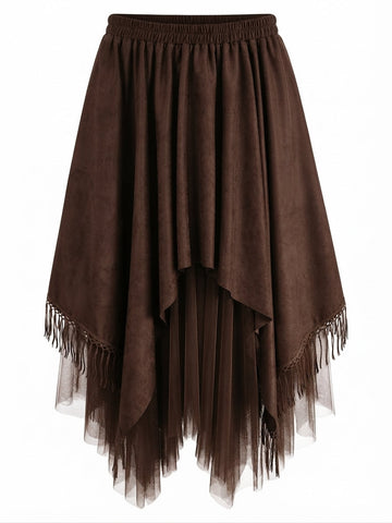 Wanderlust Faux Suede Tassel Maxi Skirt