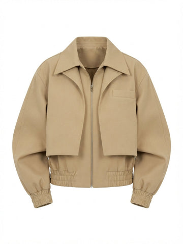Confident Khaki Cropped Bomber Jacket
