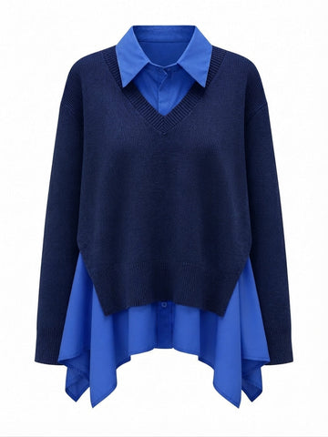 Elegant Knit Layered Blouse