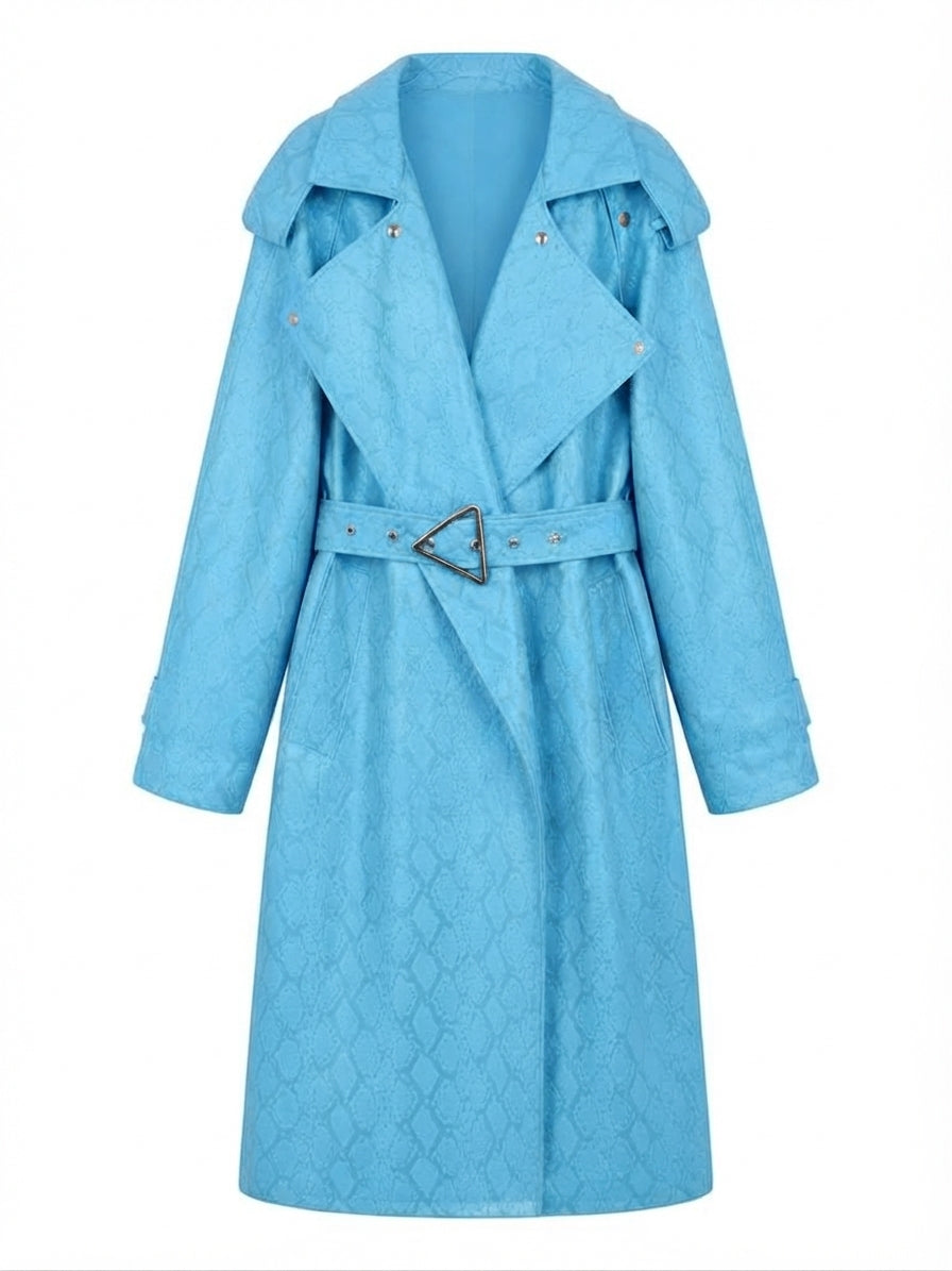 Audacious Snakeskin Faux Leather Trench