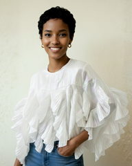 Iridescent Ruffle Cascade Blouse