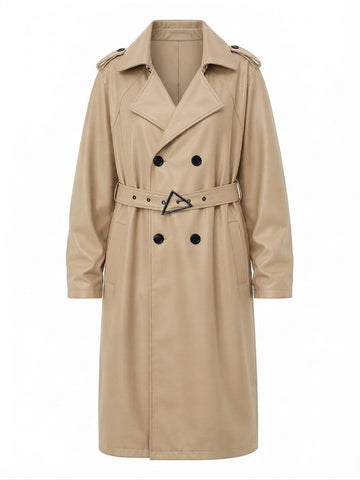 Elegant Faux Leather Trench Coat