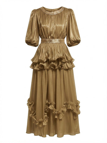 Radiant Shimmer Ruffled Maxi Dress