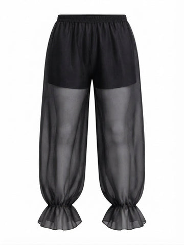 Ethereal Sheer Ruffle Harem Pants