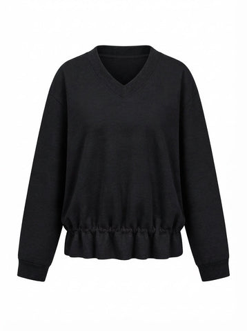Grounded V-Neck Drawstring Sweatshirt