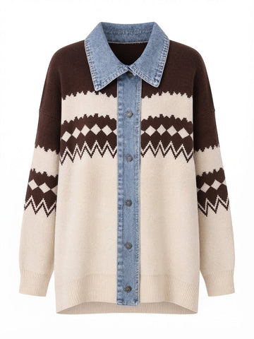 Adventurous Knitted Denim Cardigan