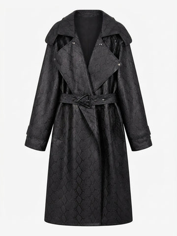 Audacious Snakeskin Faux Leather Trench
