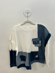 Deconstructed Patchwork Denim & Knit Top