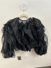 Black Organza Petal Ruffle Blouse