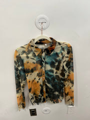 Sheer Tie-Dye Mesh Button-Up Blouse