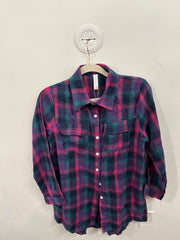 Jewel-Tone Flannel Plaid Button-Down Shirt