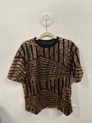 The Geometric Gold Sequin Party Top