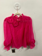 The Fuchsia Sheer Organza 3D Flower Blouse