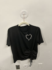 The Crystal Heart Ruched Hem T-Shirt