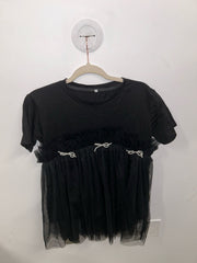 The Tulle Hem Bow Detail Babydoll Top