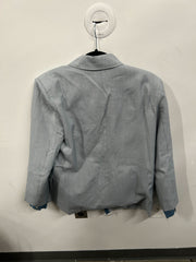 Deconstructed Asymmetric Denim-Trimmed Blazer