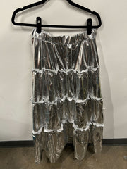 Liquid Silver Tiered Maxi Skirt