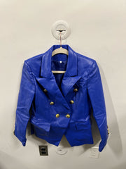The Cobalt Leather Statement Blazer