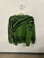 Lush Green Animal Clash Sweater