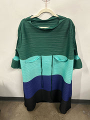 Issey Miyake-Inspired Pleated Color-Block Tunic