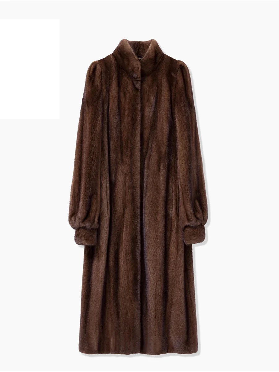 Elegant Brown Faux Fur Coat