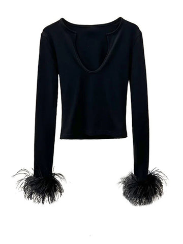 Fierce Feather Cuff Slim Top