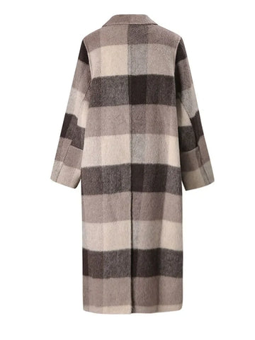Grounded Plaid Wool Long Coat