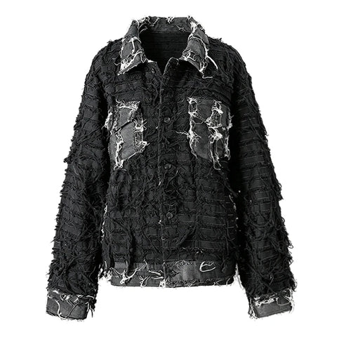 Fierce Distressed Tassel Denim Jacket
