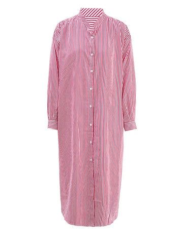 Grounded Striped Midi Shirt Dress