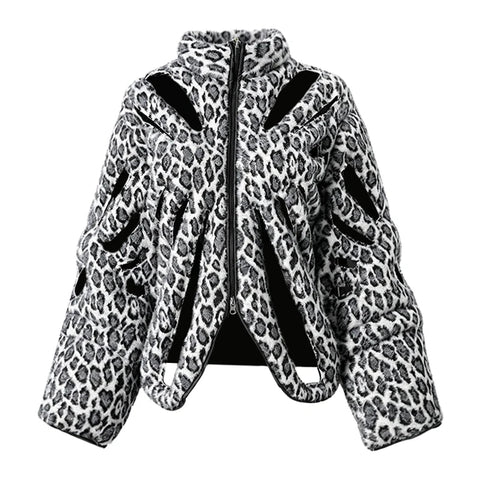 Fierce Leopard Hollow Out Parka