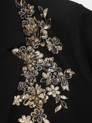 Divine Sequin Floral Oversized Blazer