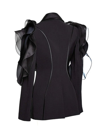 Audacious Ruffled Satin Blazer