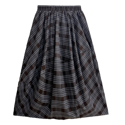 Audacious Plaid Spliced A-Line Skirt