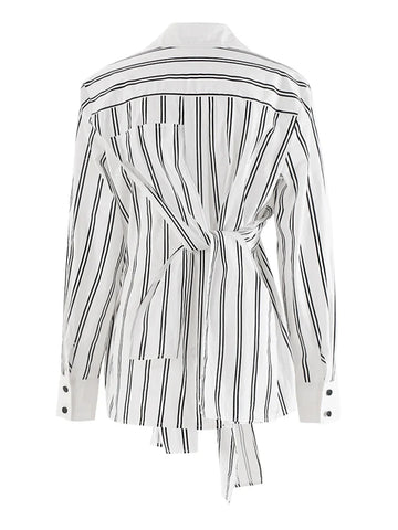 Confident Striped Belted Blouse