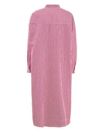 Grounded Striped Midi Shirt Dress