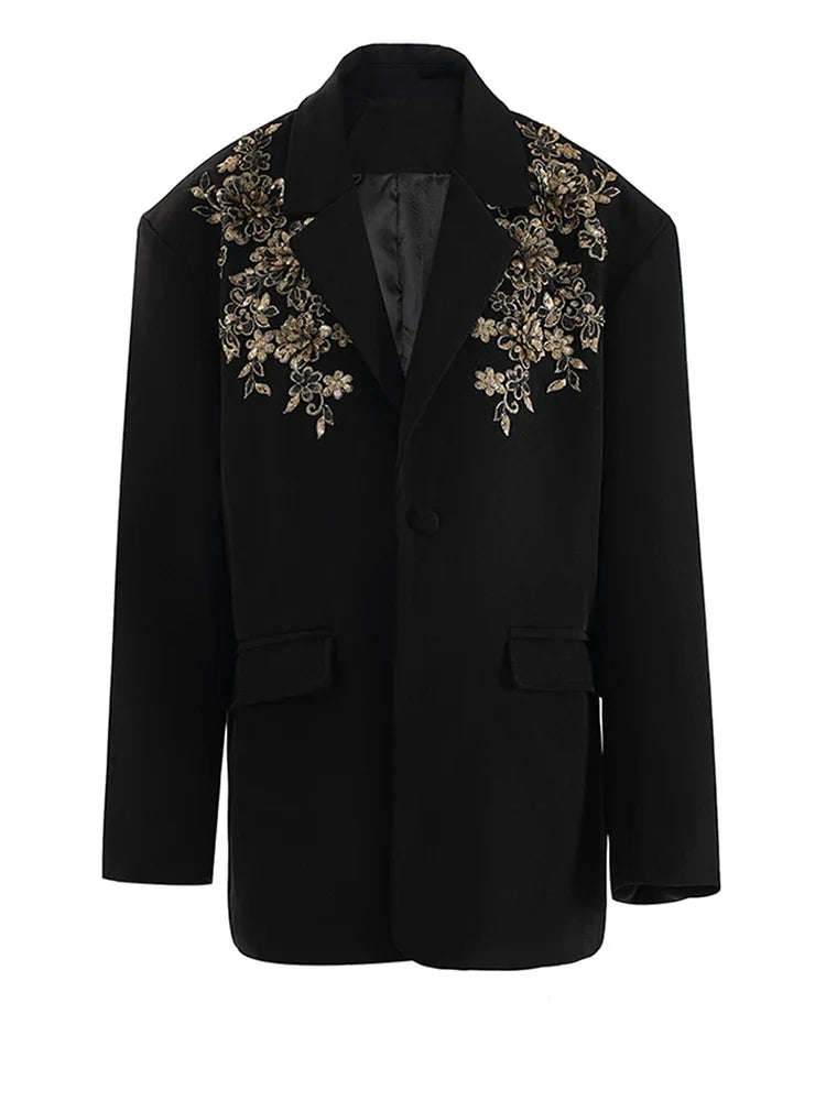 Divine Sequin Floral Oversized Blazer