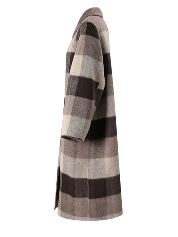 Grounded Plaid Wool Long Coat