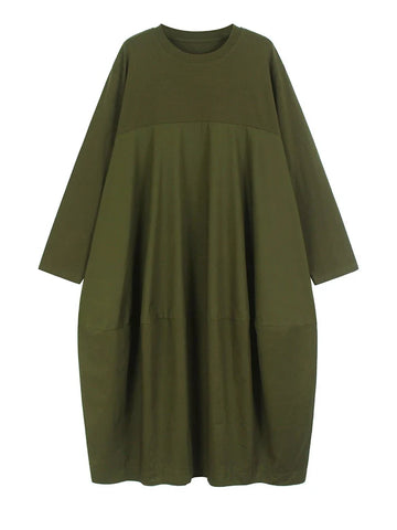 Grounded Green Loose Midi Dress