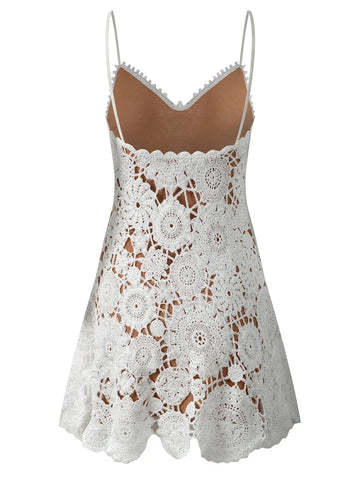 Ethereal Crochet Lace Mini Dress
